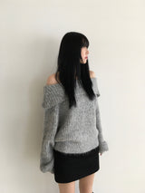 Candle off-shoulder knitwear (3 colors)