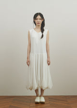 シアードVネックボリュームドレス (White)