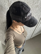 ディープUネック5カラーズラウンド長袖Tシャツ
