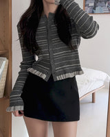 Vulvun frill striped cardigan
