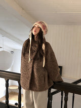 #Fluffy Boucle Ｈigh Neck Half Coat (4color)