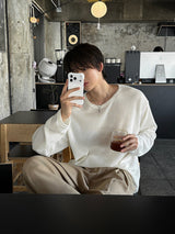 [1+1] LMN Roé Summer Boat Neck Oversized Knit Long Sleeve Tee (4 colors)