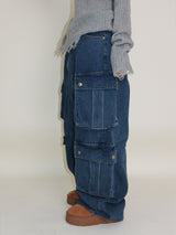 Zelda Double Pocket String Wide Denim Pants
