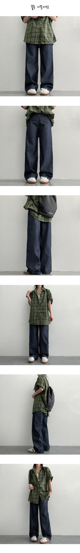 【ショート・ベーシック・ロング】【S～2XL】【夏のロングパンツ！】【染めX】Roomt サマーワイドデニムパンツ