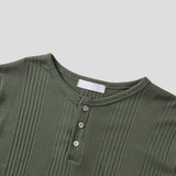 Overlock Henley Neck Knit Long Sleeve 4C