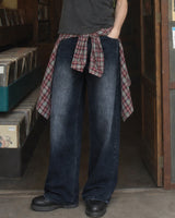 (UNISEX) Deep Blue Washing Wide Denim