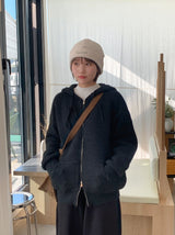 [unisex] ケルトウールオーバーニットフードジップアップ