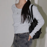 Honty Pastel U-Neck Round Cropped Knitwear