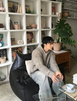 No.1496 alpaca button hood KNIT (3color)