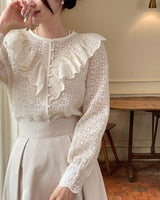 Revcell Ruffle Lace PuffBlouse (Sleeveless Set)