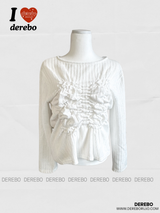 Beagle accentuated shirring frill long-sleeved shirt