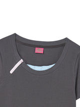 ZIPPER HEART TEE CHARCOAL