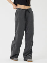 Chin Non-Obi Low-Rise Pants, Charcoal