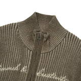 GARMENT HIGH NECK KNIT ZIP UP [KHAKI]