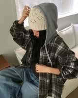 [ORIGINAL] Plain Hooded Check Shirt