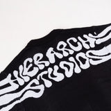 Hierarchy Studios ATOM - ブラックフルイドオーバーサイズニットポロシャツ