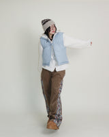 Teddy Ribbon Knot High Neck Cropped Padded Vest (6 ounces)
