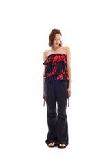 FLUTTER FRILL TOP SKIRT / RED