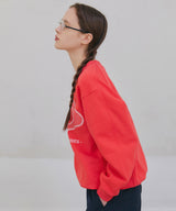 Lace Applique Sweatshirt - Bright Red