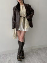[unisex] Crack Single Leather Over Fit Jacket