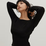 Square Neck Sweater Black