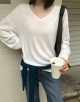 [ORIGINAL] Rainy V-Neck Sheer Long-Sleeve Tee