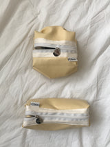 Clam round pouch _ Leather lemon cream