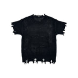 ブラックダメージシースルーショートスリーブニット