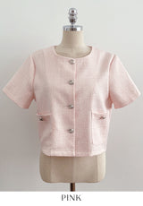 Meble Round Short Sleeve Tweed Jacket