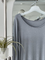 [prts made] ソフトタッチボートネックロングスリーブTシャツ (blue stripe)