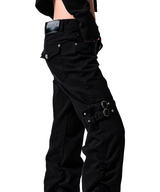 DOUBLE SIDE TAB BOOTS-CUT PANTS BLACK