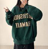 シオボールドレタリングボクシーラウンドニット
