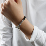 SVB-1018 Vintage beads matte coin cross onyx bracelet