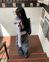 ボトムウェーブデニムパンツ