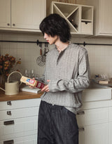 ペールヘンリーネックリブド長袖Tシャツ
