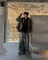 [Lined Fur] Weave Corduroy Hood Jacket
