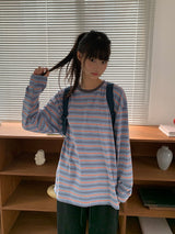 [ユニセックス] キューバオーバーストライプロングスリーブTシャツ