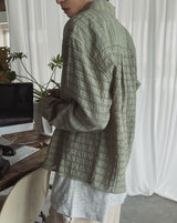 クルーディしわチェックシャツ
