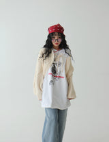 Rose lettering four seasons boxy short-sleeved T-shirt