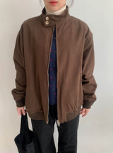 ユサキ ハリントン ボタン ブルゾン ジャケット