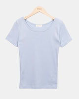 モジュ Uネック スリム ラウンド ショートスリーブ Tシャツ