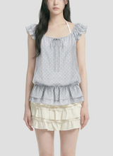 Dew Dot Ruffle Halter Top