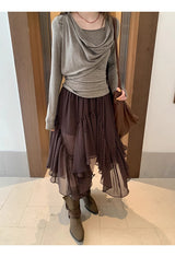 Cozy Soft Shirring Long Sleeve T-shirt