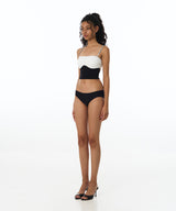 Chain Contrast Tube Top Bikini Bra (White)