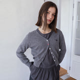 ALLDAY Logo Knit Cardigan Gray