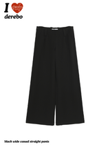 black wide casual straight pants