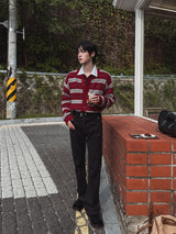 [wool21%] sway multi-stripe cardigan
