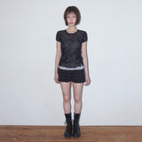 Wave Puff Lace Tee (Black) F25QB127