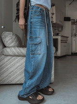ピートストッパーワイドデニムカーゴパンツ