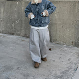 Boer fur lining denim mustang